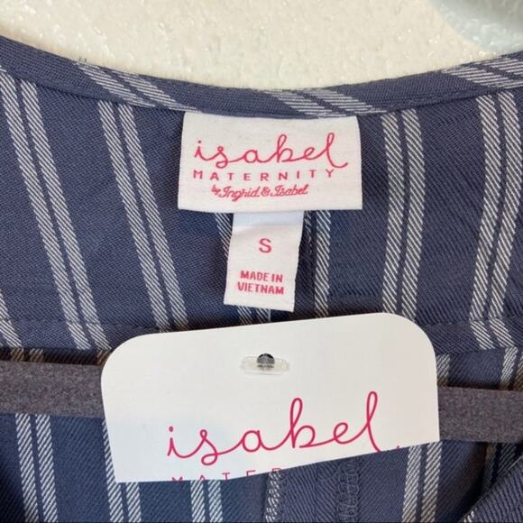 Isabel Maternity Dress Women's Size Small Gray White Stripe New Oversize Slouchy - Picture 7 of 13